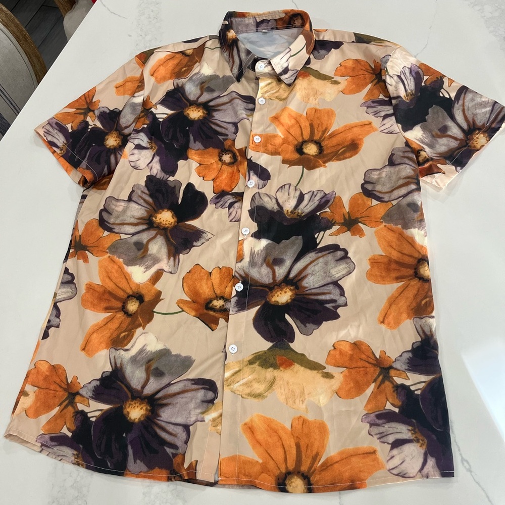 Men’s Fashion nova Myers Shirt - Orange/combo XXL 100% polyester